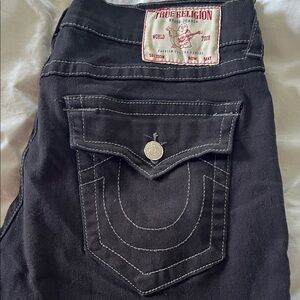 True Religion men’s Ricky relaxed straight black Jeans 36” w 32” inseam EUC!